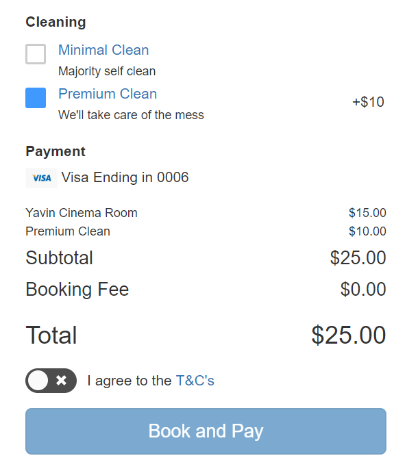 payment section screenshot